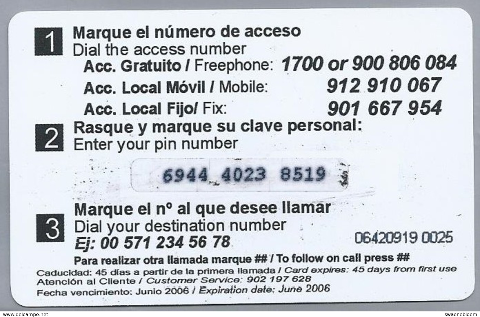 ES.- Telefonica De Espana. EURODIRECT CARD. EUROPA USA CANADA AUSTRALIA & SINGAPORE. Prepaid Phone Card. - Carte GSM, Ricarica & Prepagata