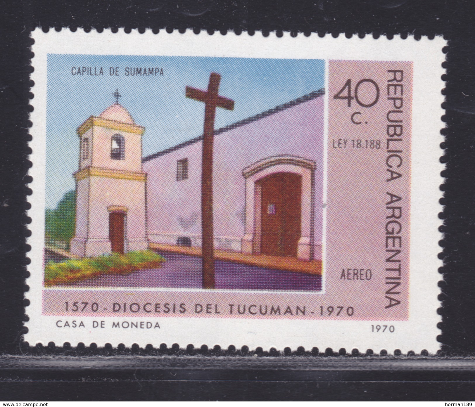 ARGENTINE AERIENS N°  134 ** MNH Neuf Sans Charnière, TB  (D3581) Diocèse De Tucuman - 1970 - Poste Aérienne