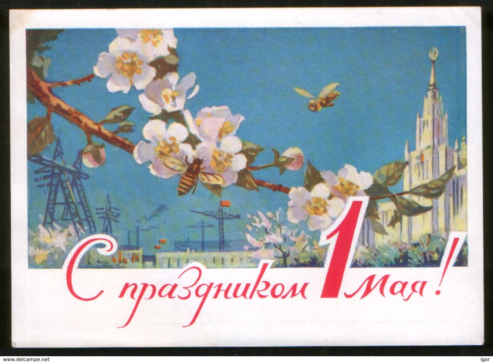 Russia USSR 1961 Stationery Pc Fauna, Honeybee; Advertising - Happy May 1 ! - Honeybees