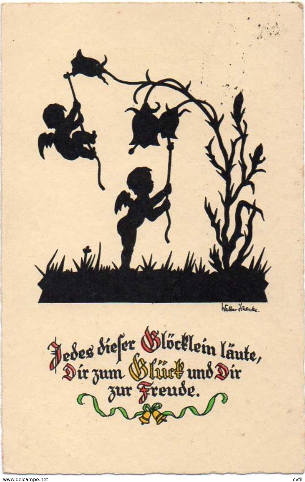 SILHOUETTE POSTAL CARD Of Fairy Tale By Walter Schenke - Silhouette - Scissor-type