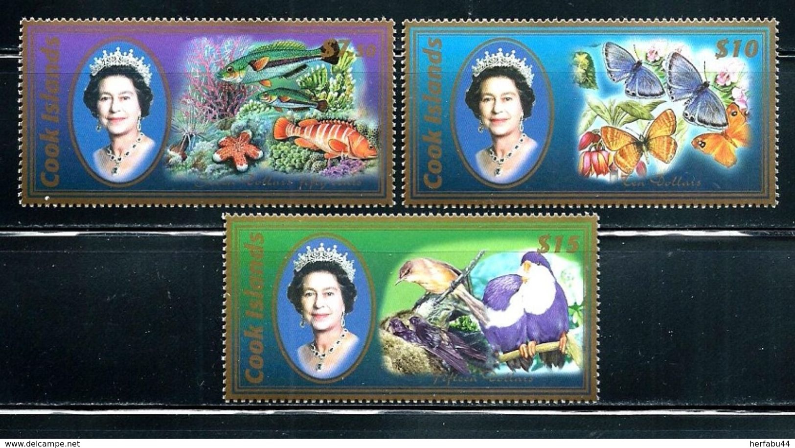 Cook Islands     "Fauna & Queen Elizabeth II"     SC# 1293-95   Perf. 13¼      SCV$ 51.50 - Other & Unclassified