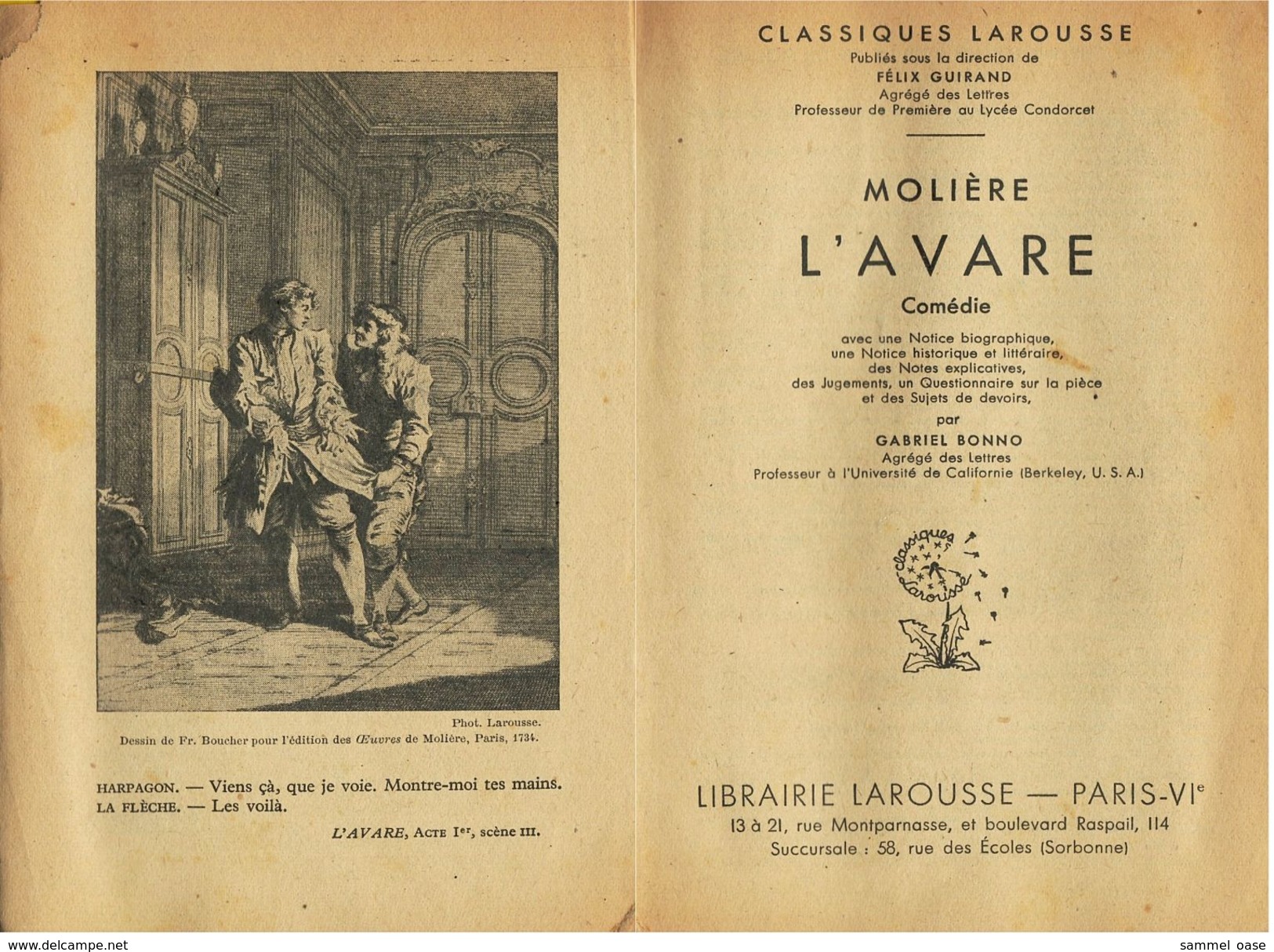 Classiques Larousse  -  Moliere  -  L`Avare  -  Comedie  -  Von 1949 - Sonstige & Ohne Zuordnung