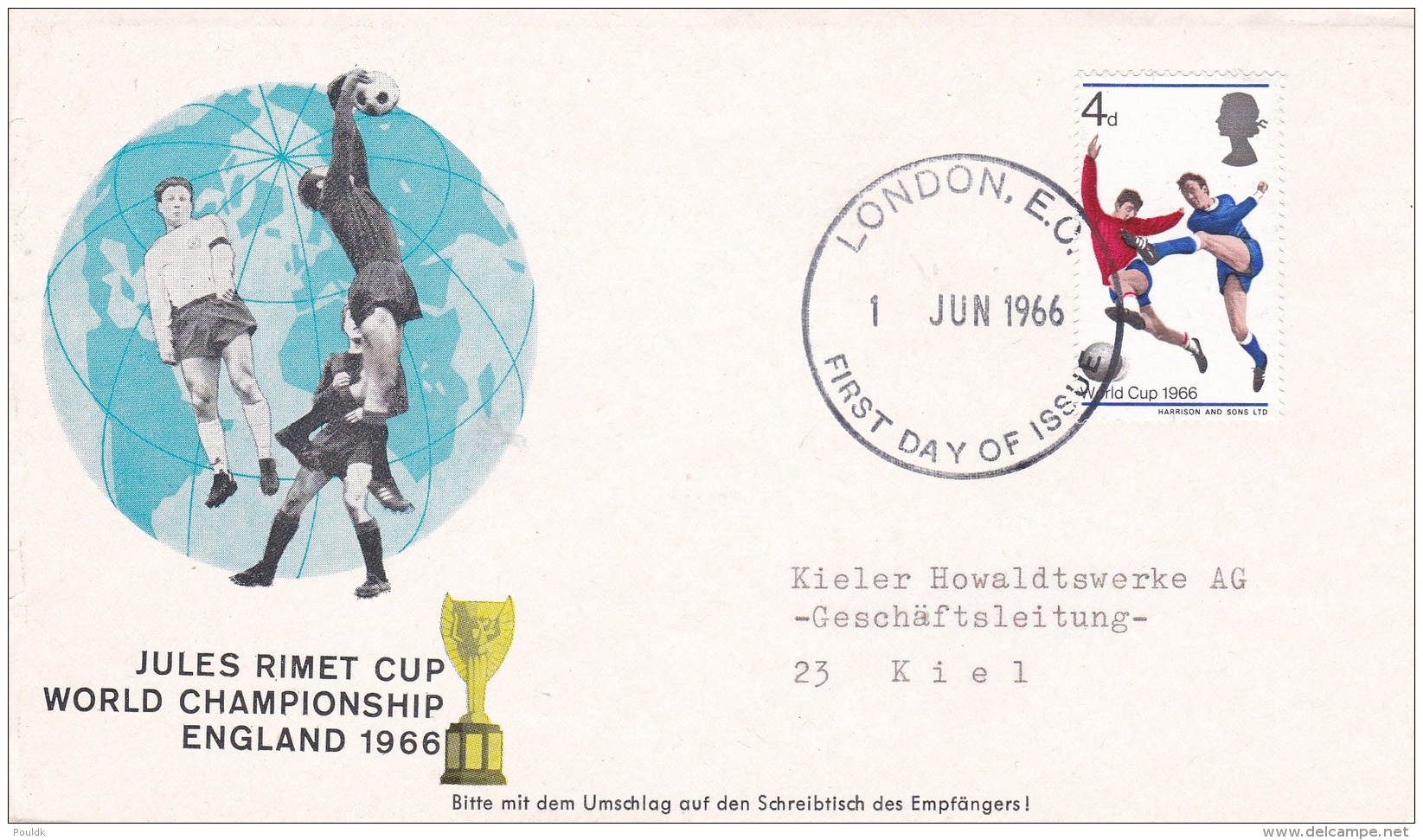 Great Britain FDC   1966 FIFA World Cup Football  -   Bowed Left Side (DD11-36) - 1966 – England