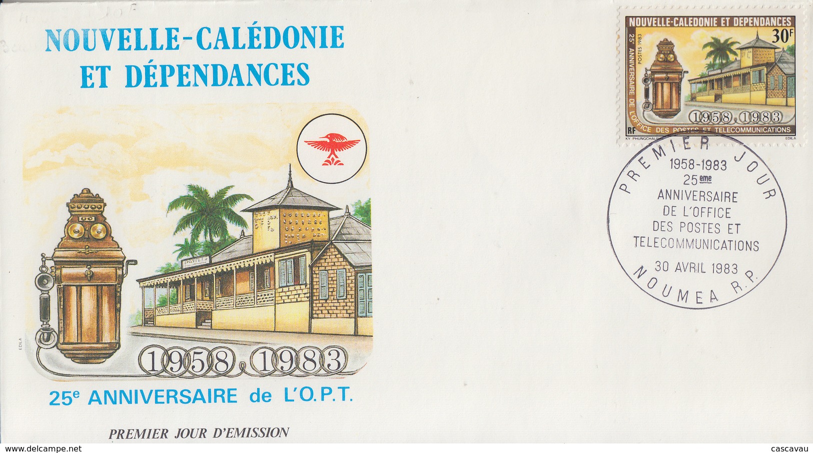 Enveloppe  FDC  1er  Jour   NOUVELLE CALEDONIE    25éme  Anniversaire  De   L' O.P.T   1983 - FDC