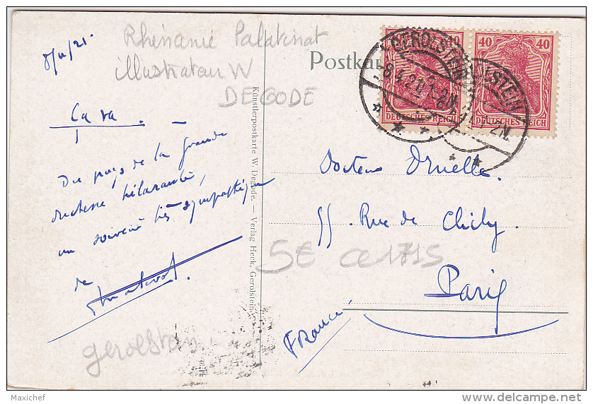 Carte Illustrée Par W Degode (Mineralquellen) - Gerolstein I. D. Eifel - Blick Vom Weg Nach Gees - Circ 1921 - Gerolstein