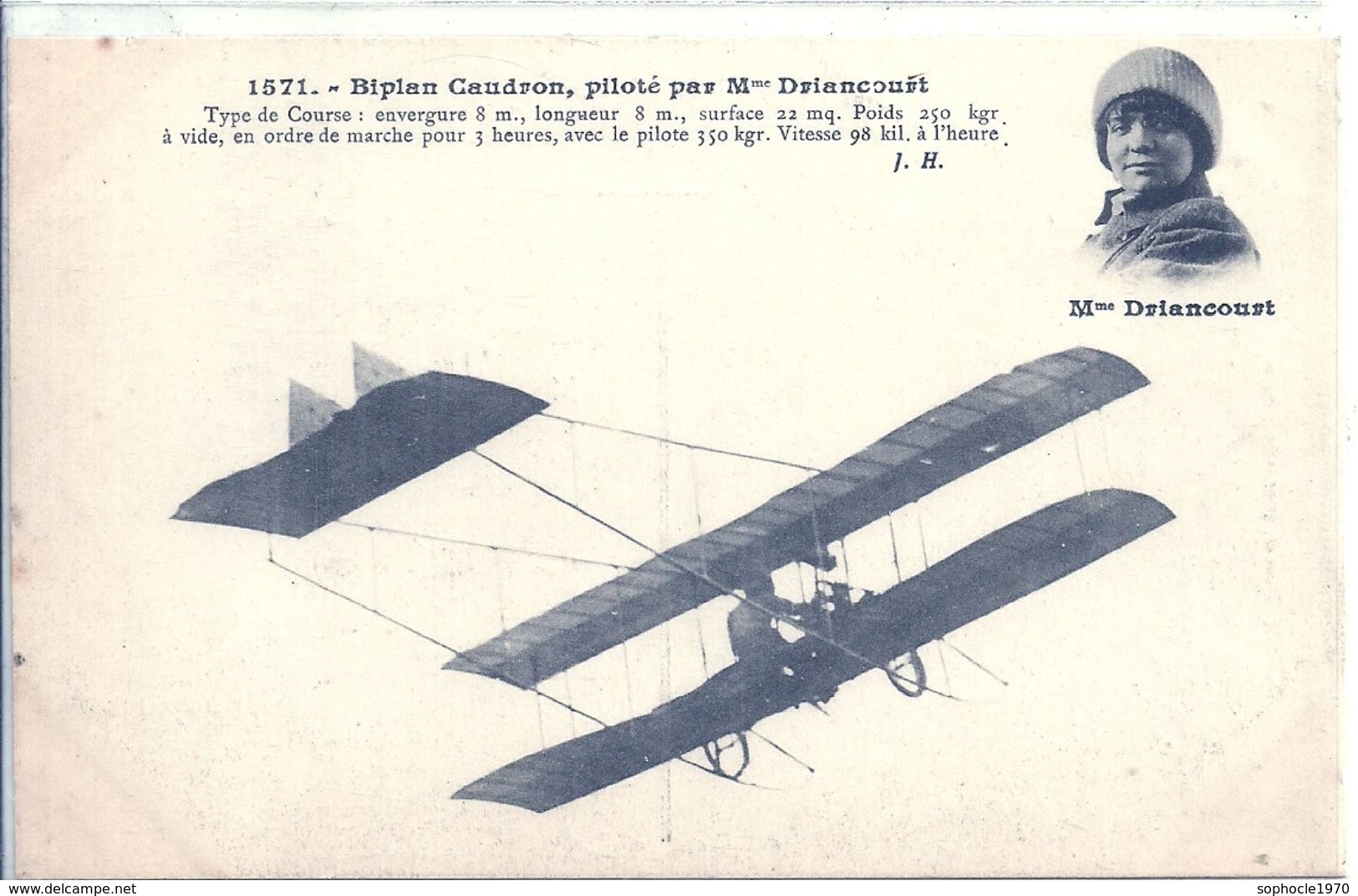 AVIATION - Mme DRIANCOURT - Biplan Caudron - Aviadores