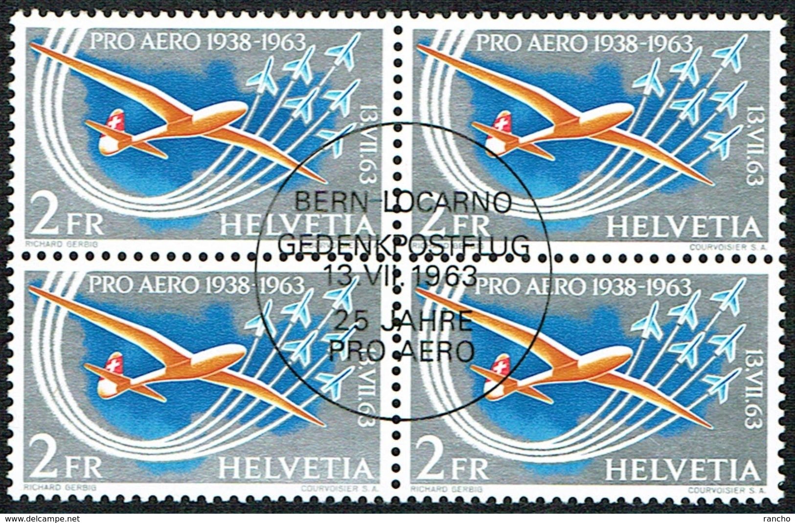 PRO AERO BLOC DE 4 OBLITERE 1er/J.13.7.1963. C/.S.B.K. Nr:F46. Y&TELLIER Nr:45. MICHEL Nr:780. - Used Stamps