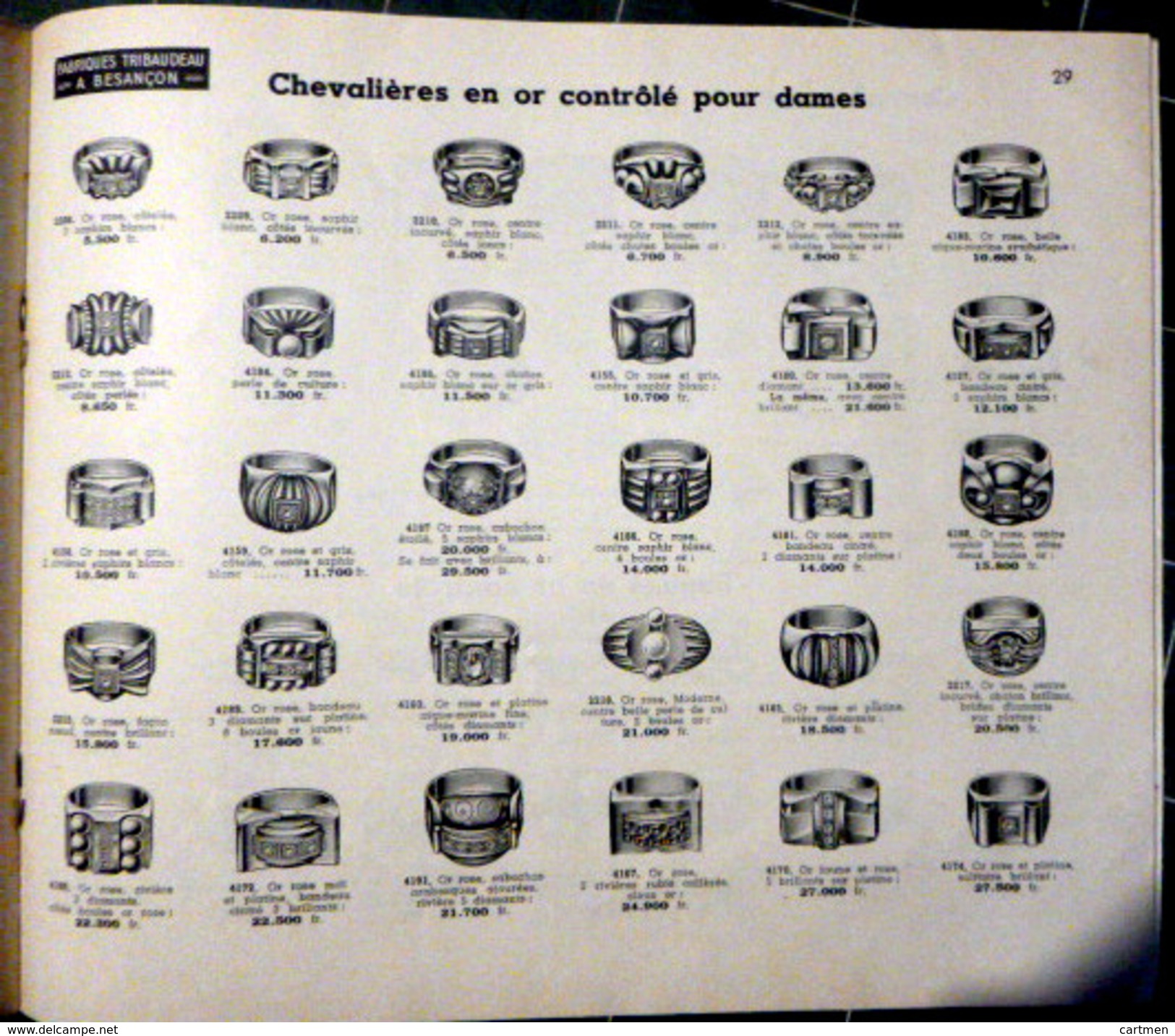 BESANCON BIJOUX OR ARGENT ORFEVRERIE CATALOGUE TRIBAUDEAU MONTRES  MENAGERE CHEVALIERE MEDAILLES DECORATION 1950 - Autres & Non Classés