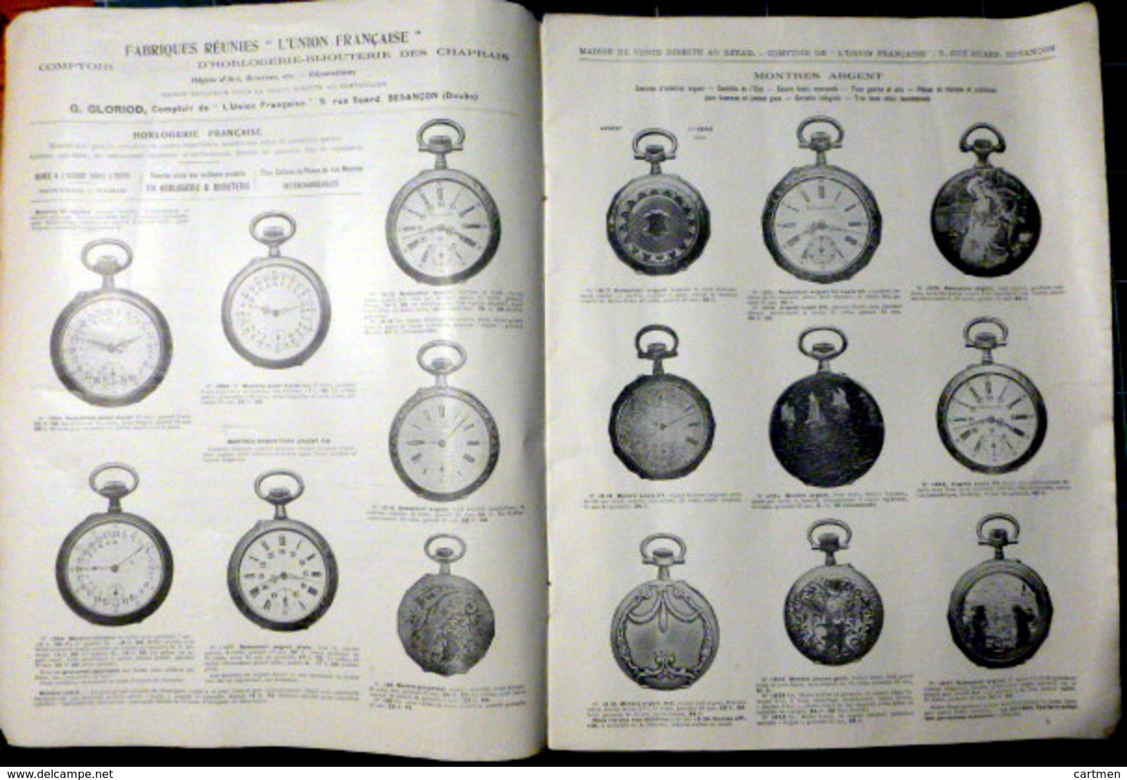 BESANCON BIJOUX OR ARGENT ORFEVRERIE CATALOGUE GLORIOD MONTRES CHRONOMETRE MENAGERE CHEVALIERE MEDAILLES VERS 1900 - Autres & Non Classés