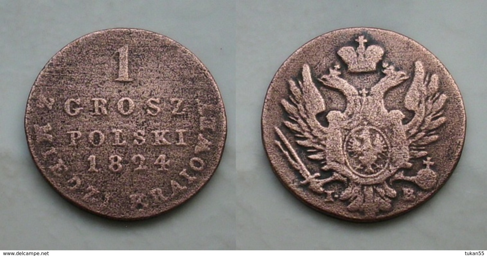 Polen - Nikolaus I 1 Grosch 1824 IB Seltene Variante ! Kupfer    (R497) - Polen