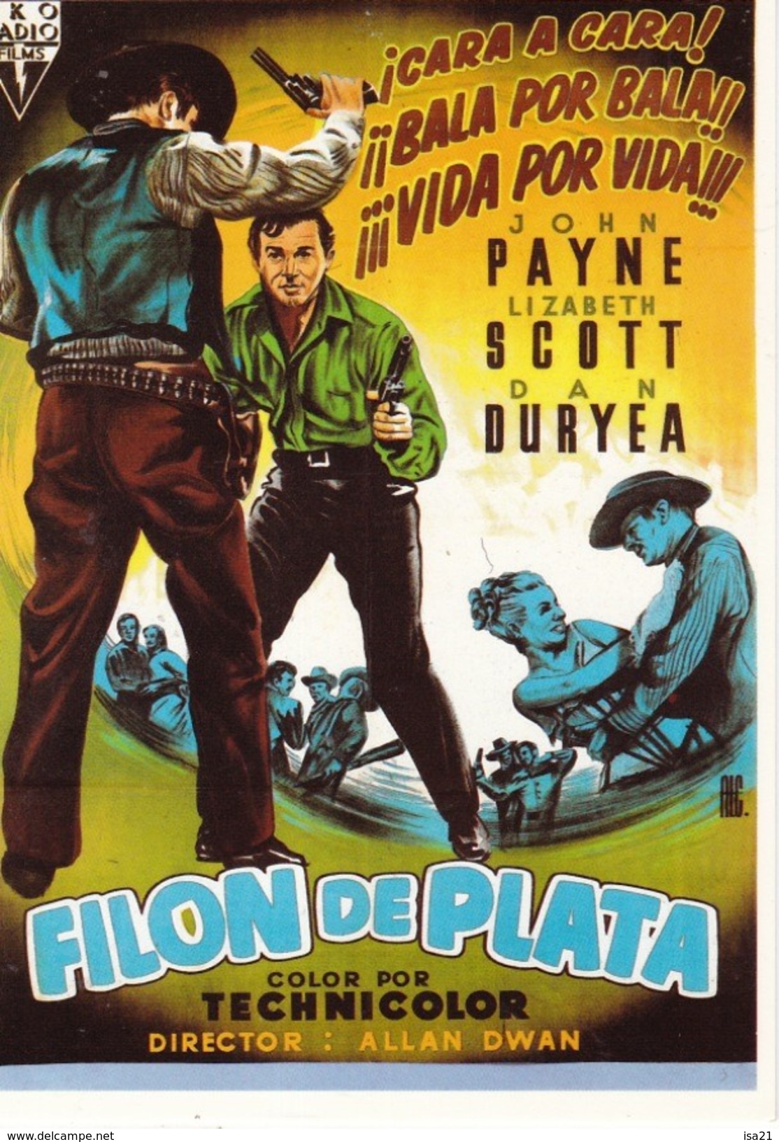 CPM Affiche De Film Spanish Posters FILON DE PLATA John PAYNE, Lizabeth SCOTT, Dan DURYEA ... - Affiches Sur Carte