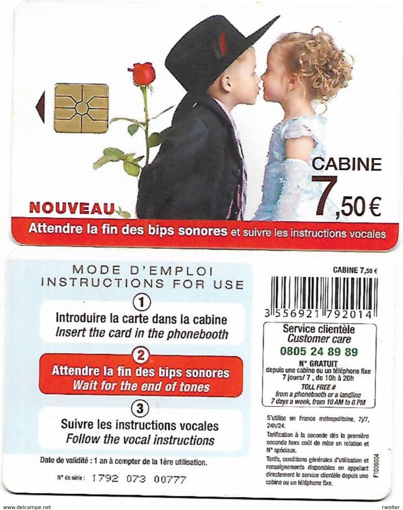 @+ France - Intercall à Puce 7,50€ - Mariage N°3 - Code F1006004 - Ref : CC-INT4A Verso Bilingue - 2010