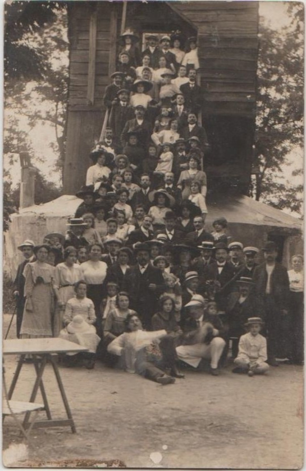 CPA PHOTO 95 SANNOIS Souvenir Groupe En Goguette Devant Le Moulin Rare - Sannois