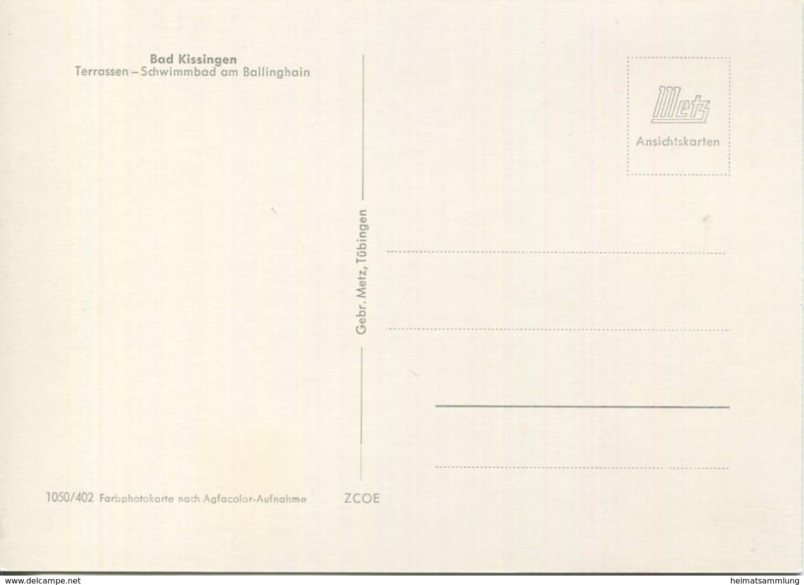 Bad Kissingen - Terrassen - Schwimmbad Am Ballinghain - AK-Grossformat - Verlag Gebr. Metz Tübingen - Bad Kissingen