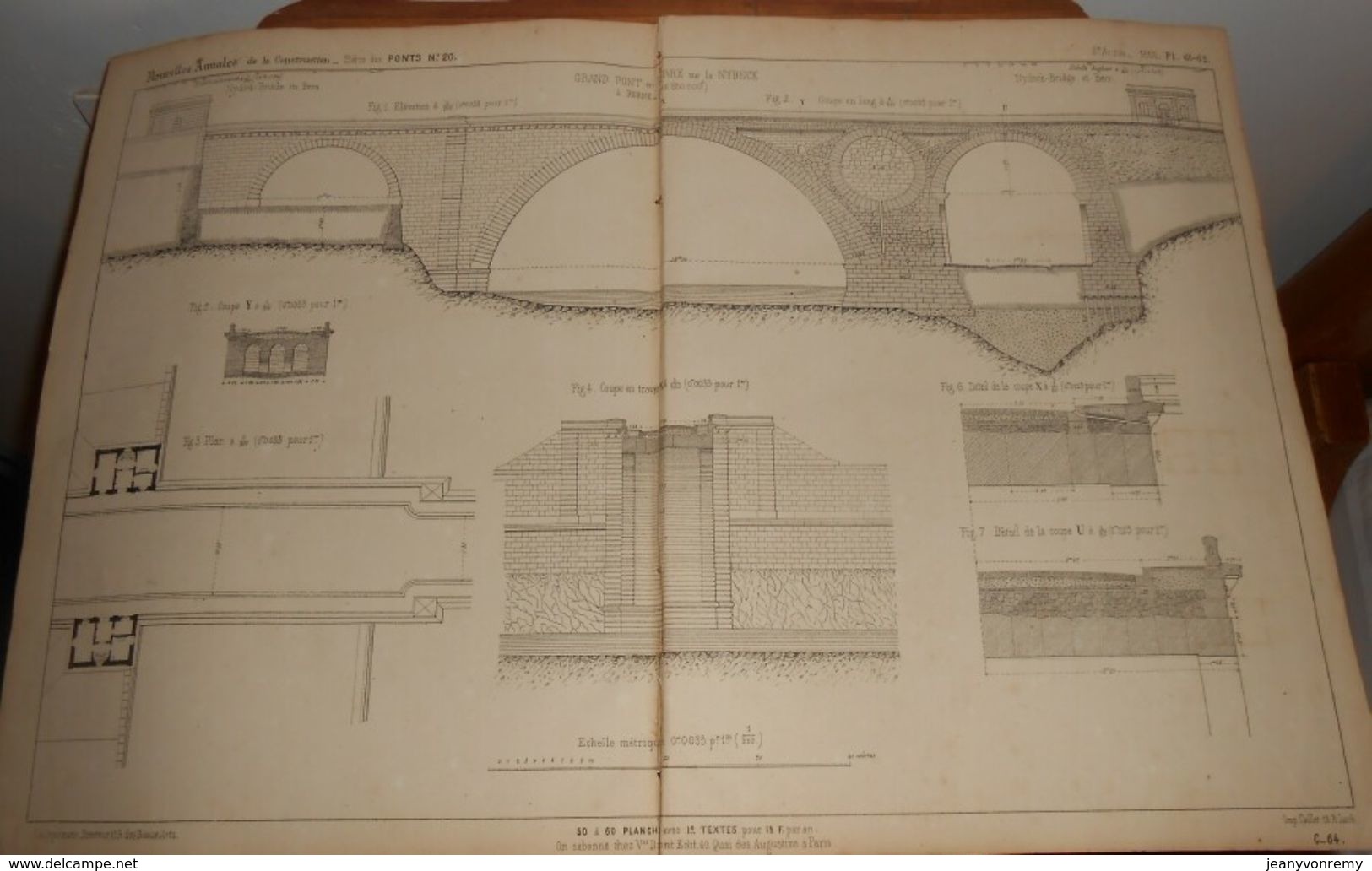 Plan D'un Grand Pont En Pierre Sur La Nydeck à Berne 1856. - Obras Públicas