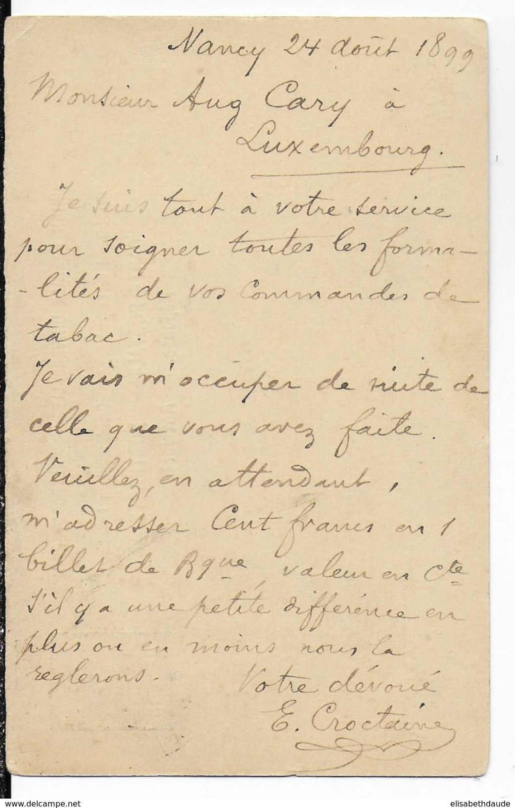 1899 - CARTE ENTIER REPONSE Du LUXEMBOURG Avec OBLITERATION NANCY (MEURTHE ET MOSELLE) - Postwaardestukken