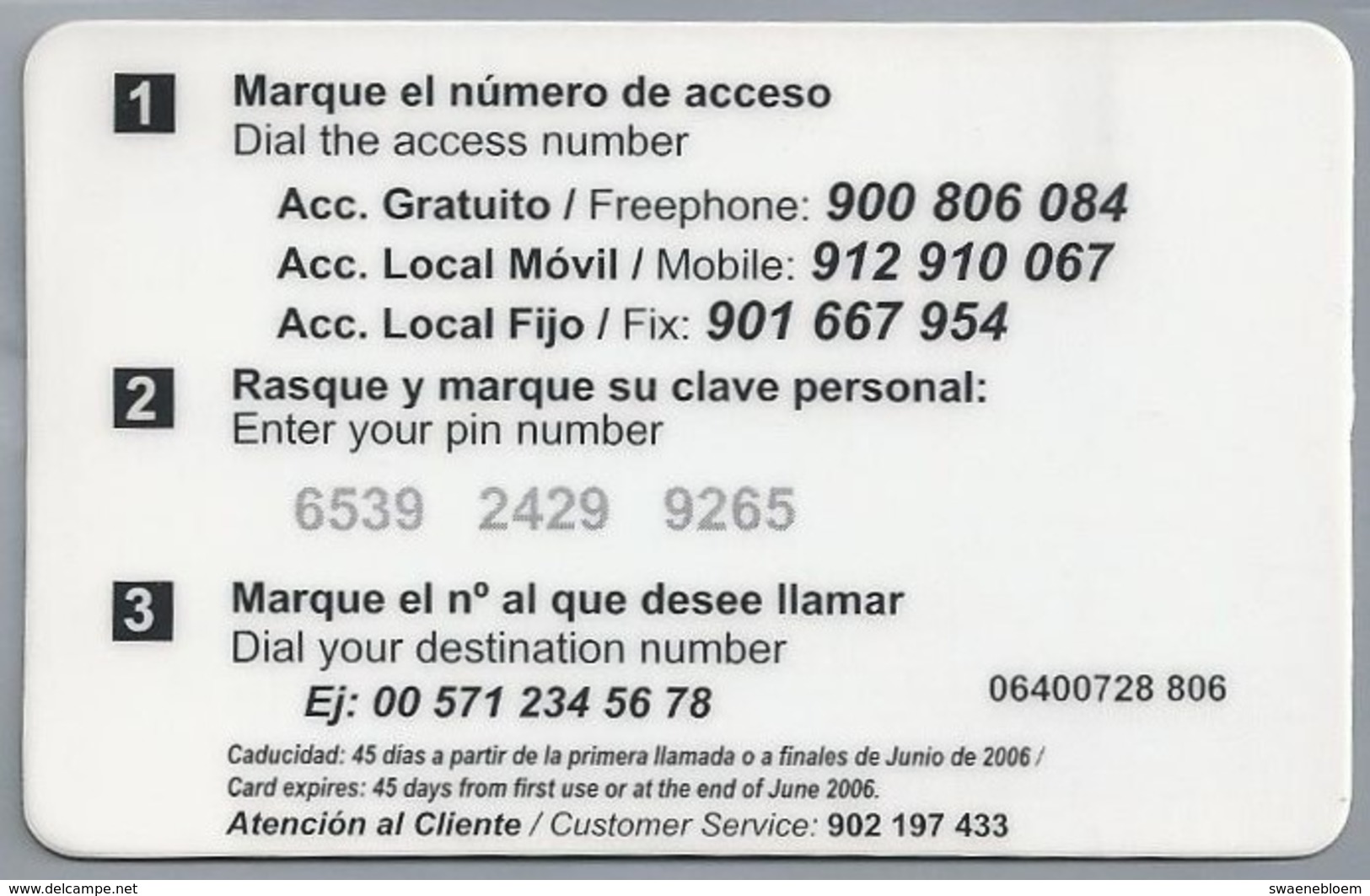 ES.- Telefonica De Espana. Phone Card. 6 € EUROPE Calling. - Telefonica