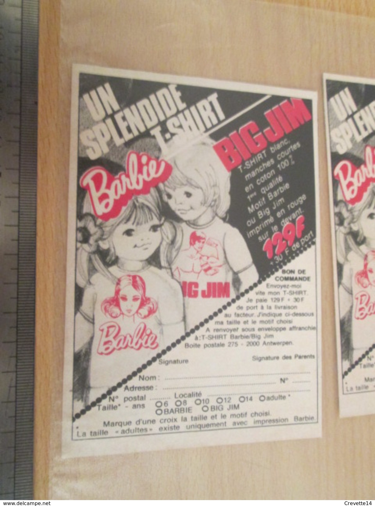 Page De Revue Des Années 60/70 : PUBLICITE T-SHIRT BARBIE  Format : 1/4 Page A4 - Barbie