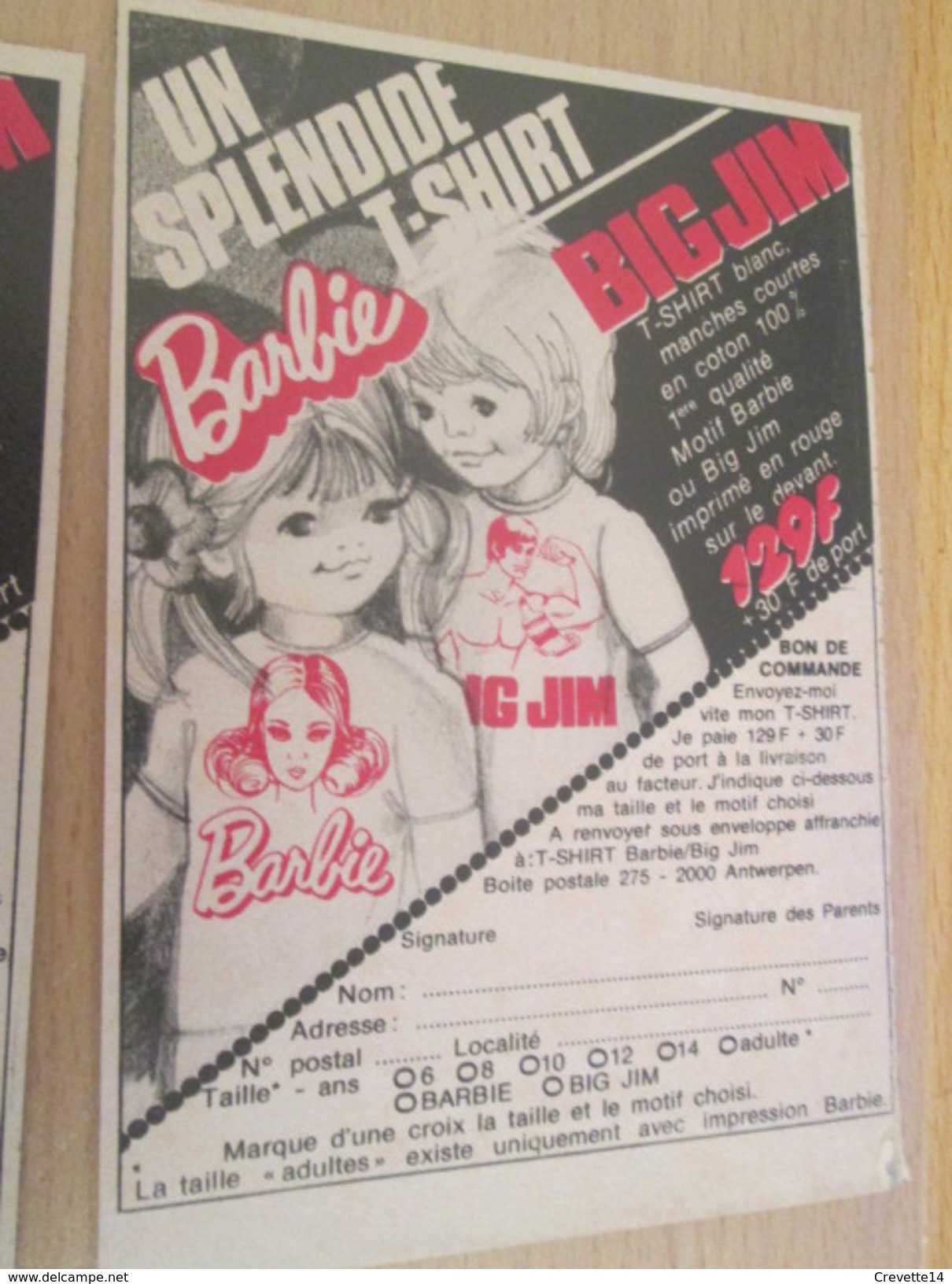 Page De Revue Des Années 60/70 : PUBLICITE T-SHIRT BARBIE  Format : 1/4 Page A4 - Barbie