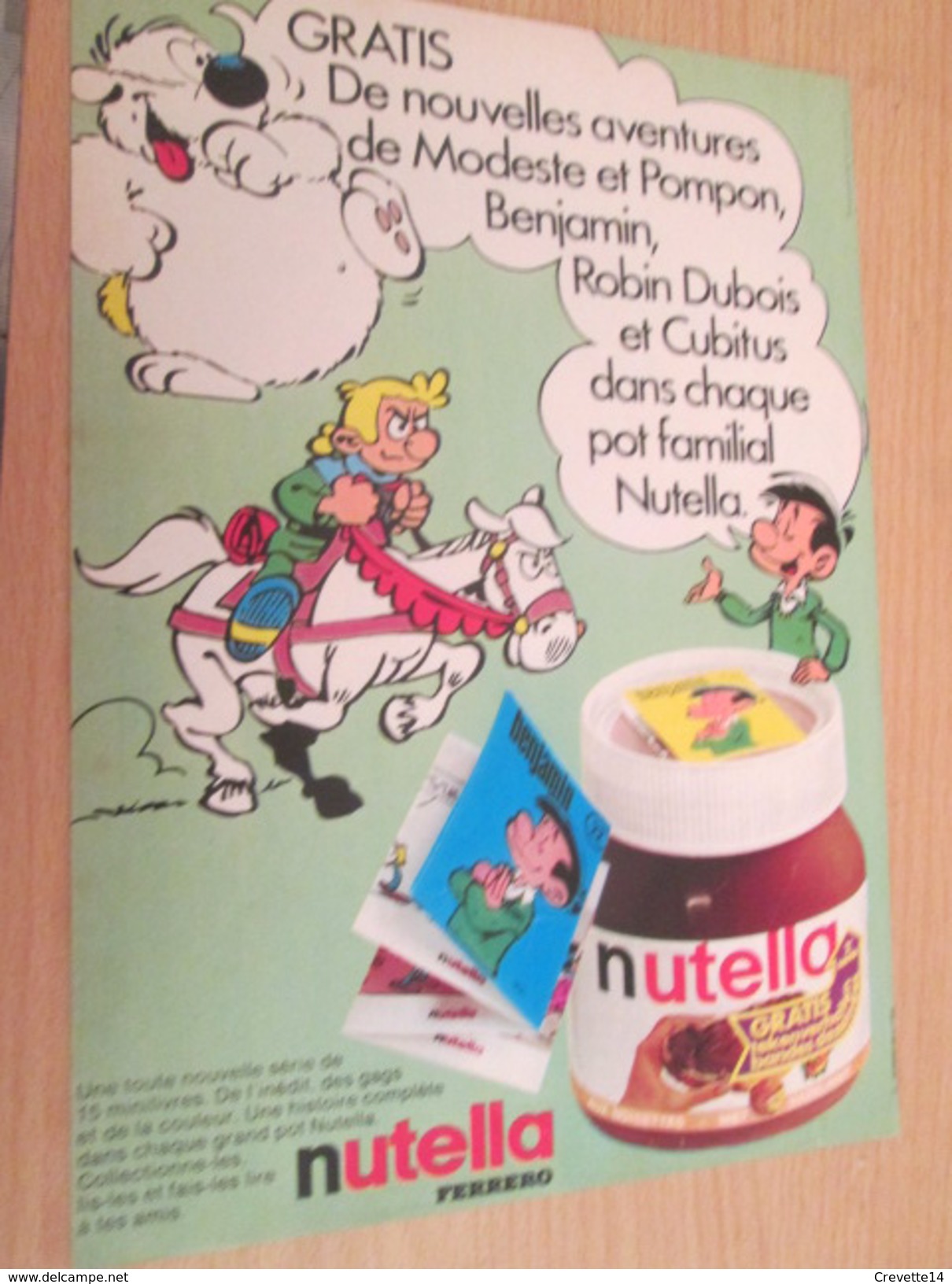 Page De Revue Des Années 60/70 : PUBLICITE NUTELLA CUBITUS ROBIN DUBOIS MODESTE ET POMPON MINI BD  Format : Page A4 - Nutella