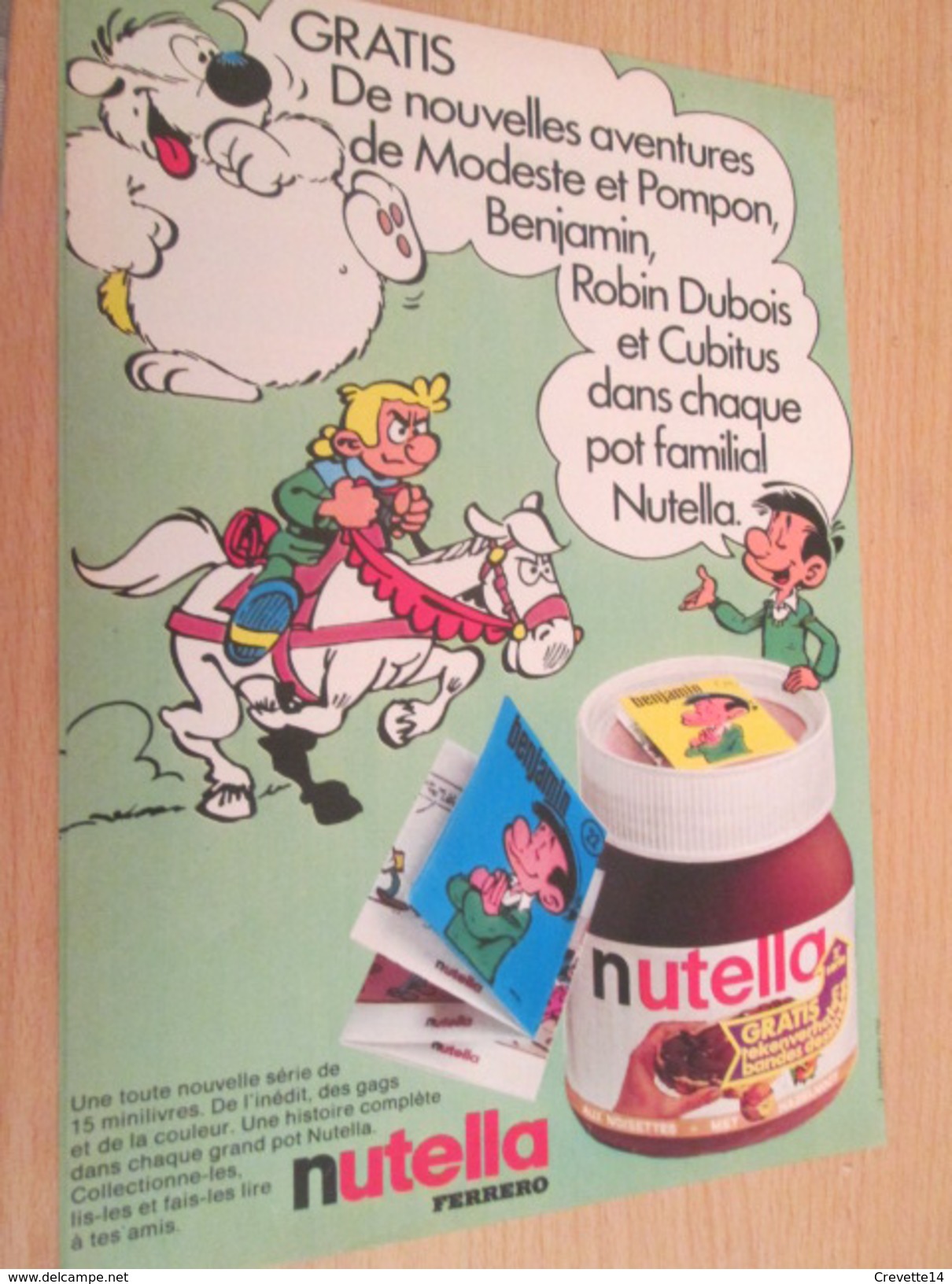 Page De Revue Des Années 60/70 : PUBLICITE NUTELLA CUBITUS ROBIN DUBOIS MODESTE ET POMPON MINI BD  Format : Page A4 - Nutella