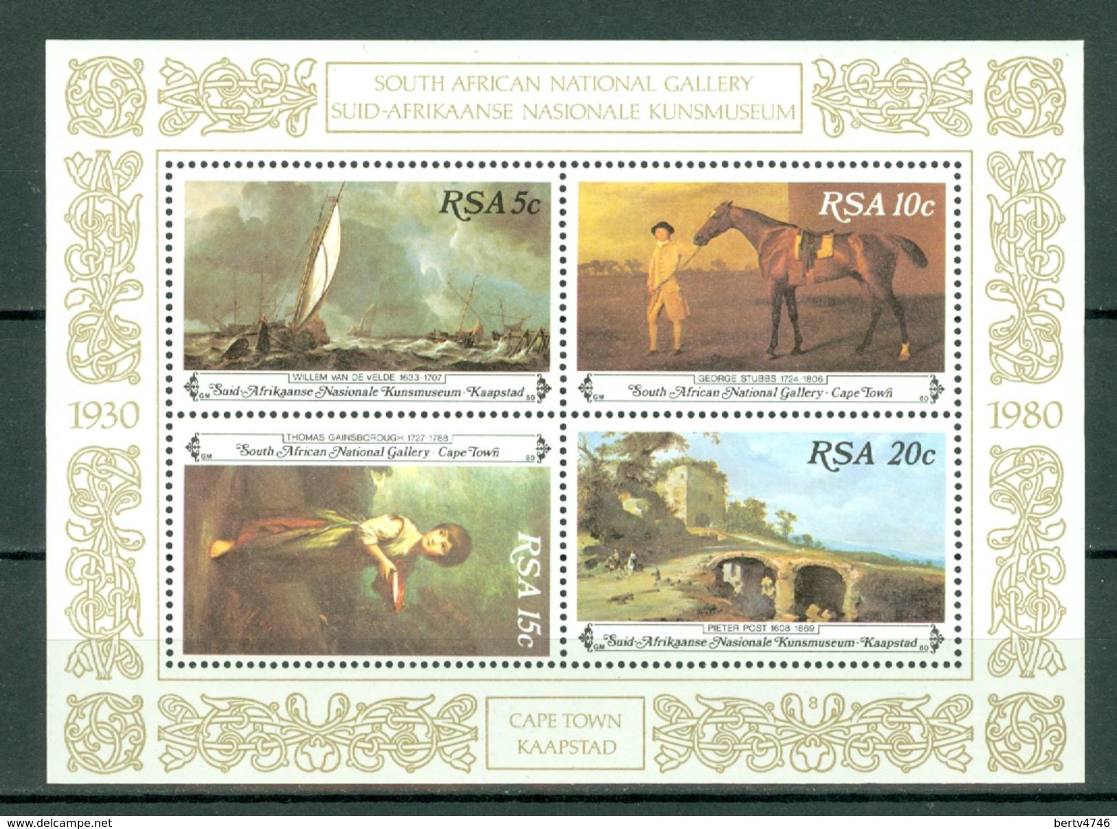 RSA  1980  Bl 10**,  MNH South African National Gallery - Cape Town / Kaapstad - Hojas Bloque