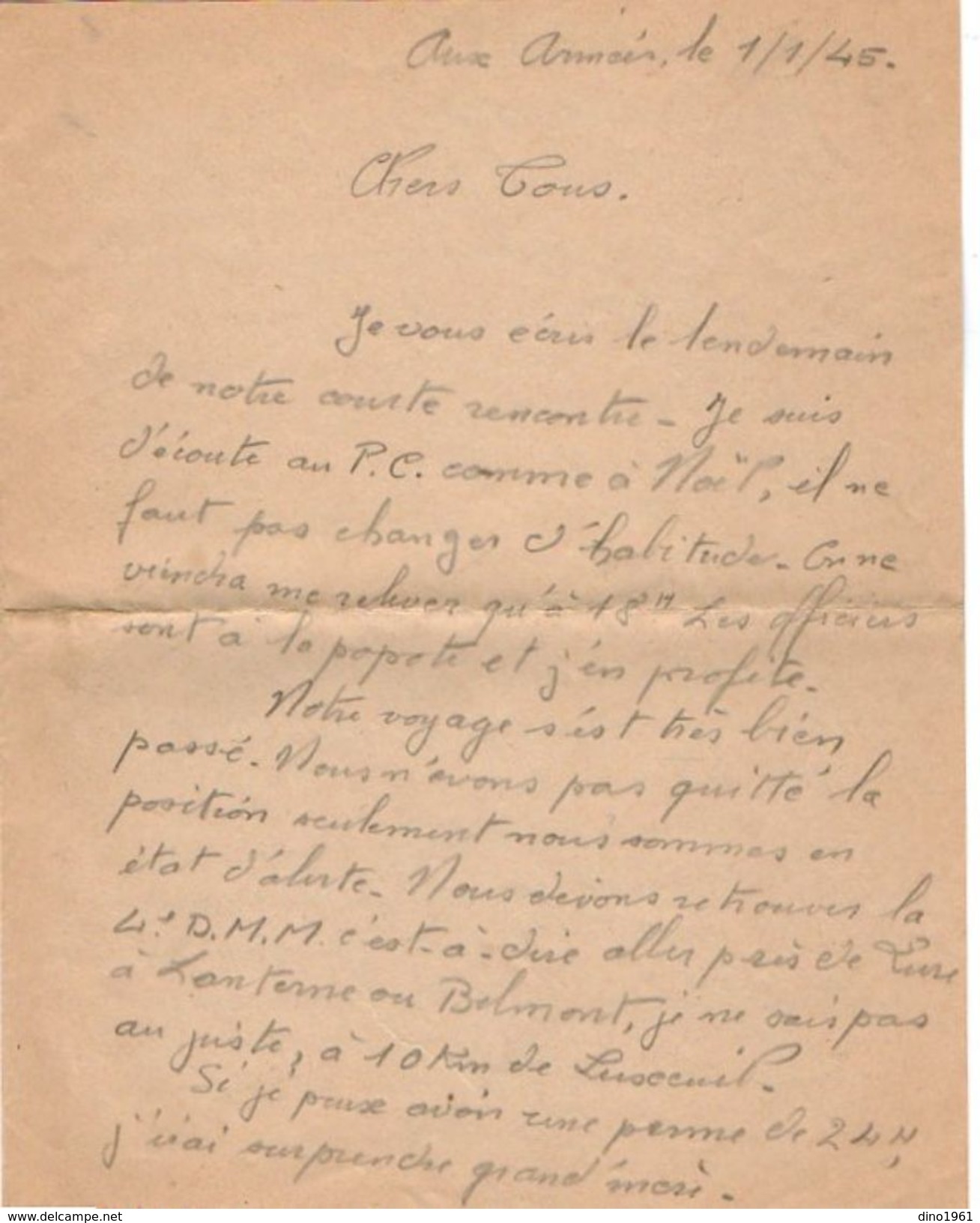 VP11.822 - Guerre 39 / 45 - 5 Lettres Du Soldat Marcel MEUNIER Canonnier 8 ème Batterie S.P 73092 ( RIOM ? ) - Documents