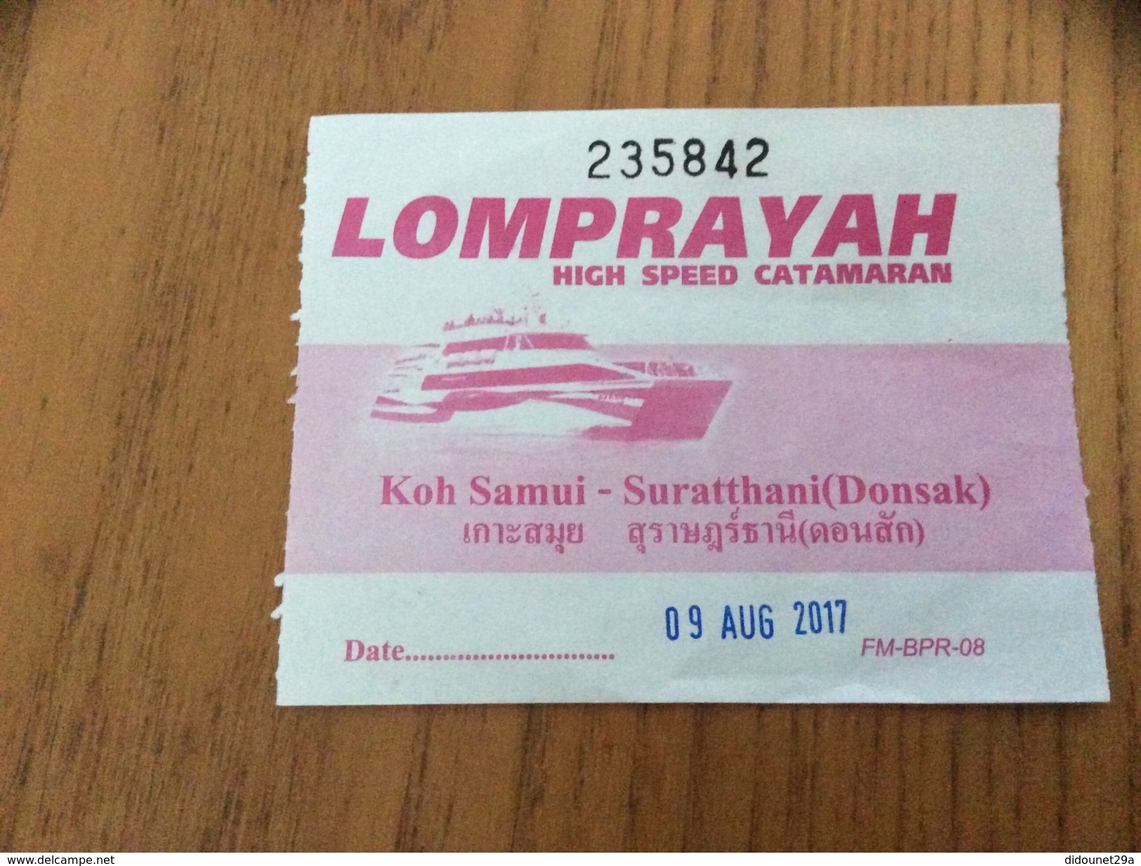 Ticket De Transport (bateau) "LOMPRAYAH HIGH SPEED CATAMARAN - Koh Samui Suratthani" Thaïlande - Mundo