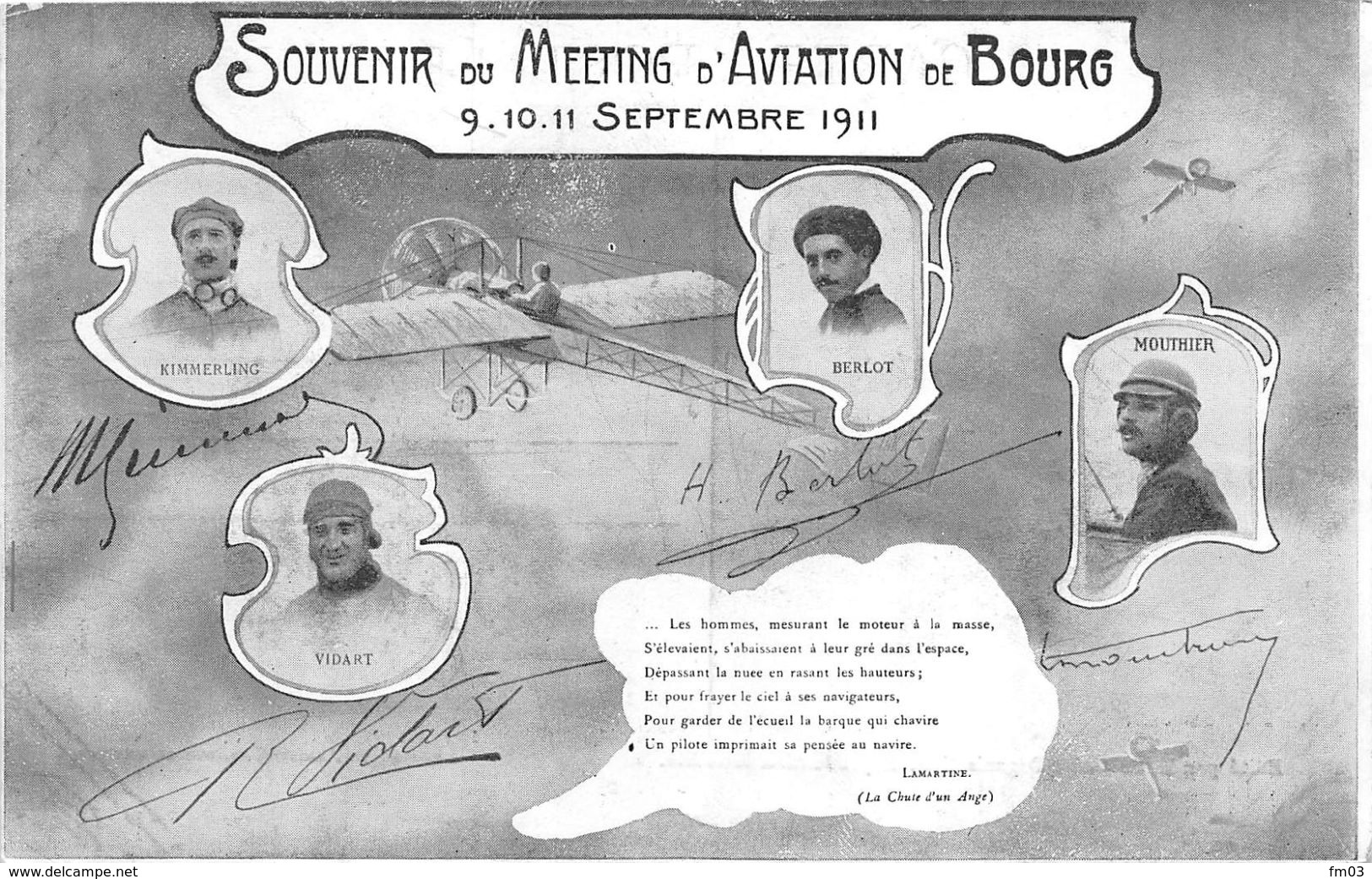 Bourg En Bresse Aviation Meeting 1911 Vidart Kimmerling Berlot Mouthier - Autres & Non Classés