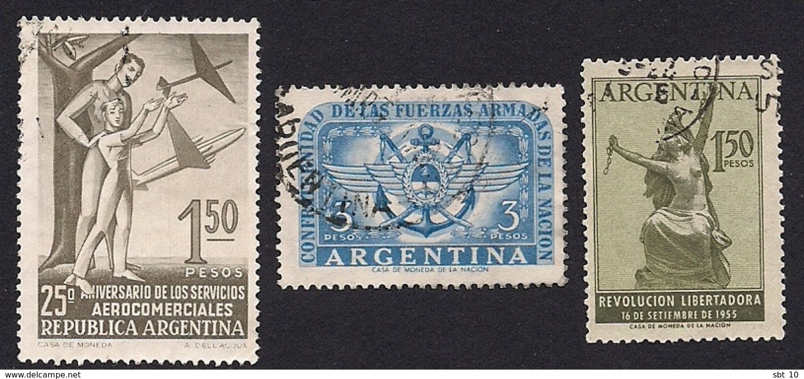 Argentina 1955 - 3 Values Used  [Scott 645,647,648 ] - Gebruikt