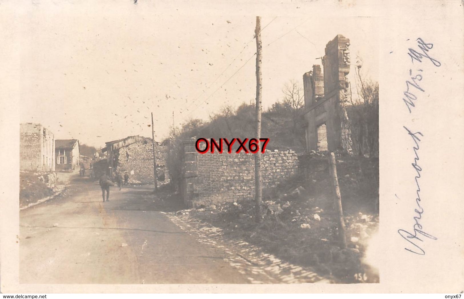 Carte Photo Militaire Allemand APREMONT-VARENNES (Ardennes-Argonne-Argonnen) Rue Ruine  MAI 1918-Guerre-Krieg-14/18 - Autres & Non Classés