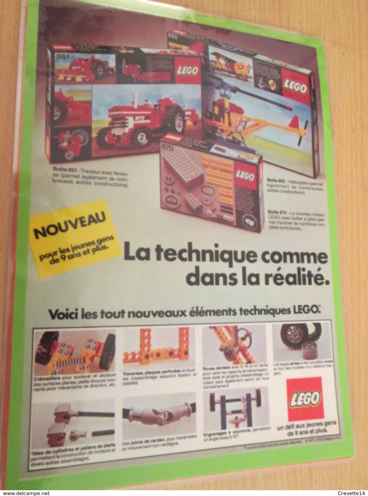 LEGO LA TECHNIQUE COMME  DANS LA REALITE... PUBLICITE  Page De Revue Des Années 70 Plastifiée Par Mes Soins , - Catalogs