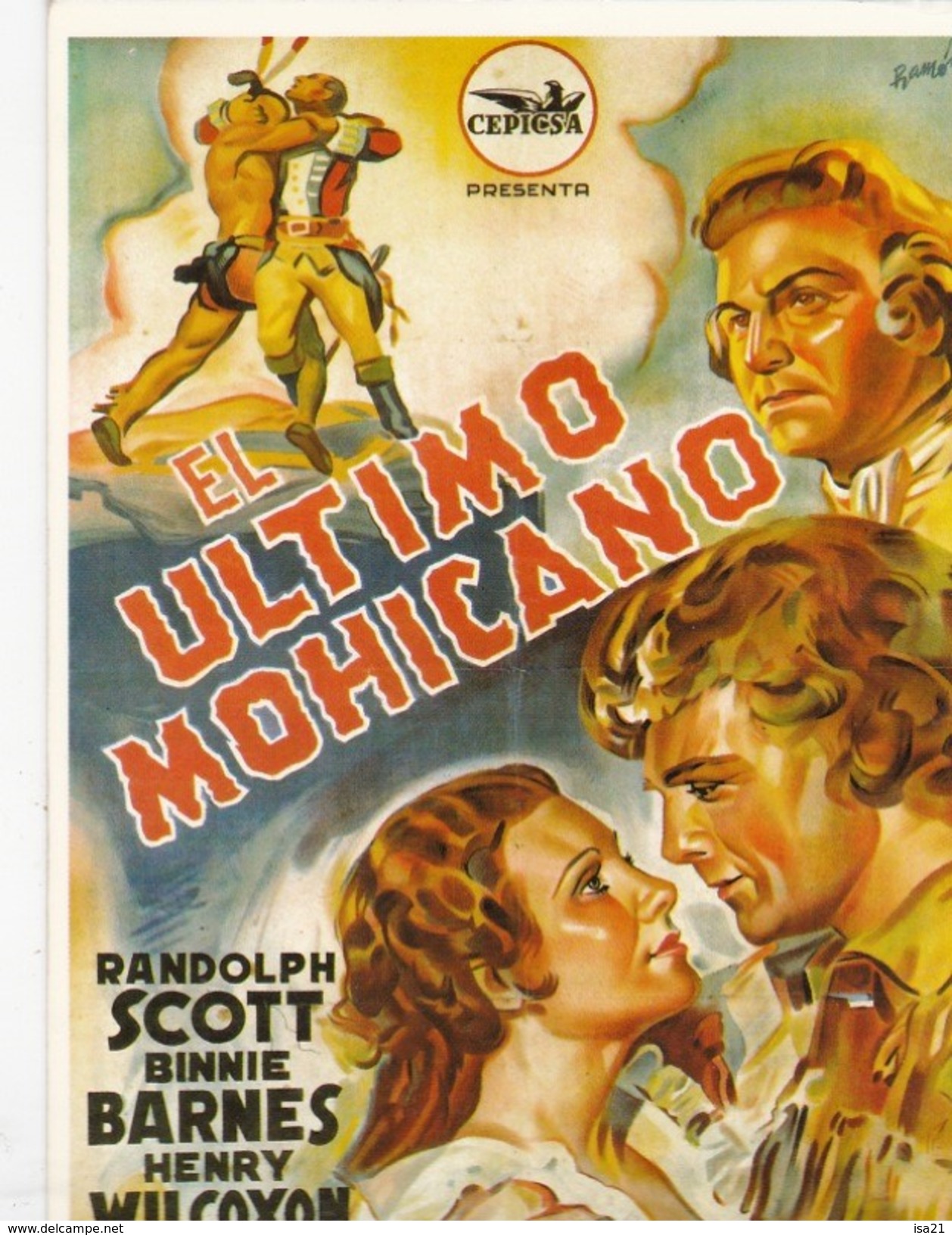 CPM Affiche De Film Spanish Posters EL ULTIMO MOHICANO Randolph SCOTT Binnie BARNES Henry WILCOXON - Affiches Sur Carte