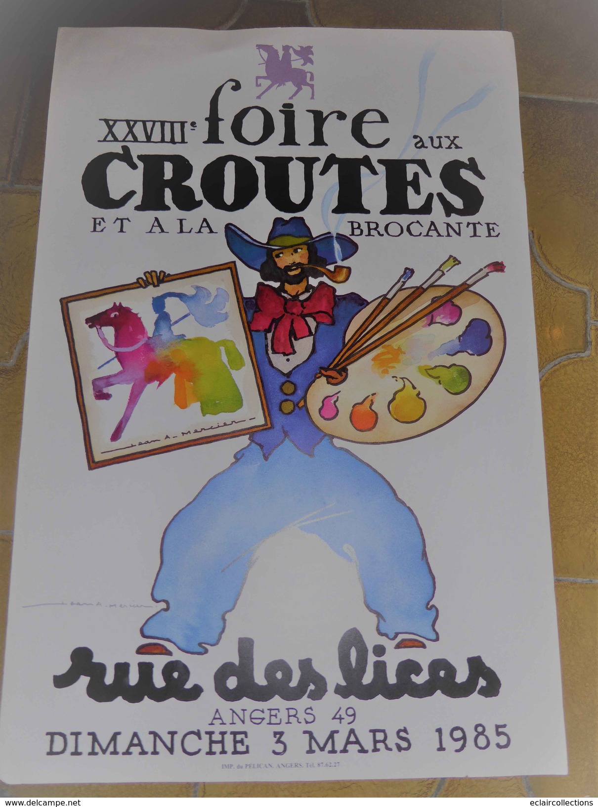 Affiche:   Jean Adrien Mercier   1985  -   Peintre Et Palette     63 X 42 - Affiches