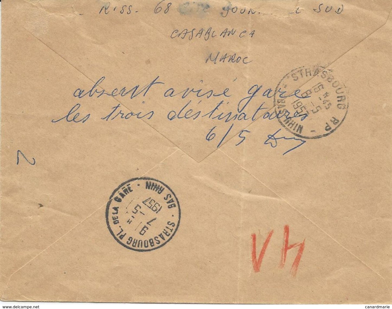 LETTRE RECOMMANDEE 1957 AVEC CACHET XIII° FOIRE INTERNATIONALE CASABLANCA - Marokko (1956-...)