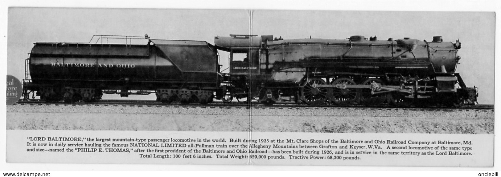 Locomotive Lord Baltimore Carte Double The World's Largest Locomotive 1910 état Superbe - Autres & Non Classés