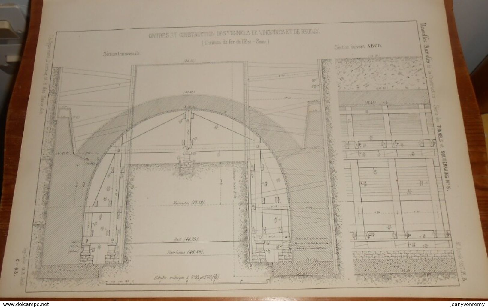 Plan De Cintres Et Construction Des Tunnels De Vincennes Et De Reuilly. Chemin De Fer De L'Est. Seine.1857. - Travaux Publics