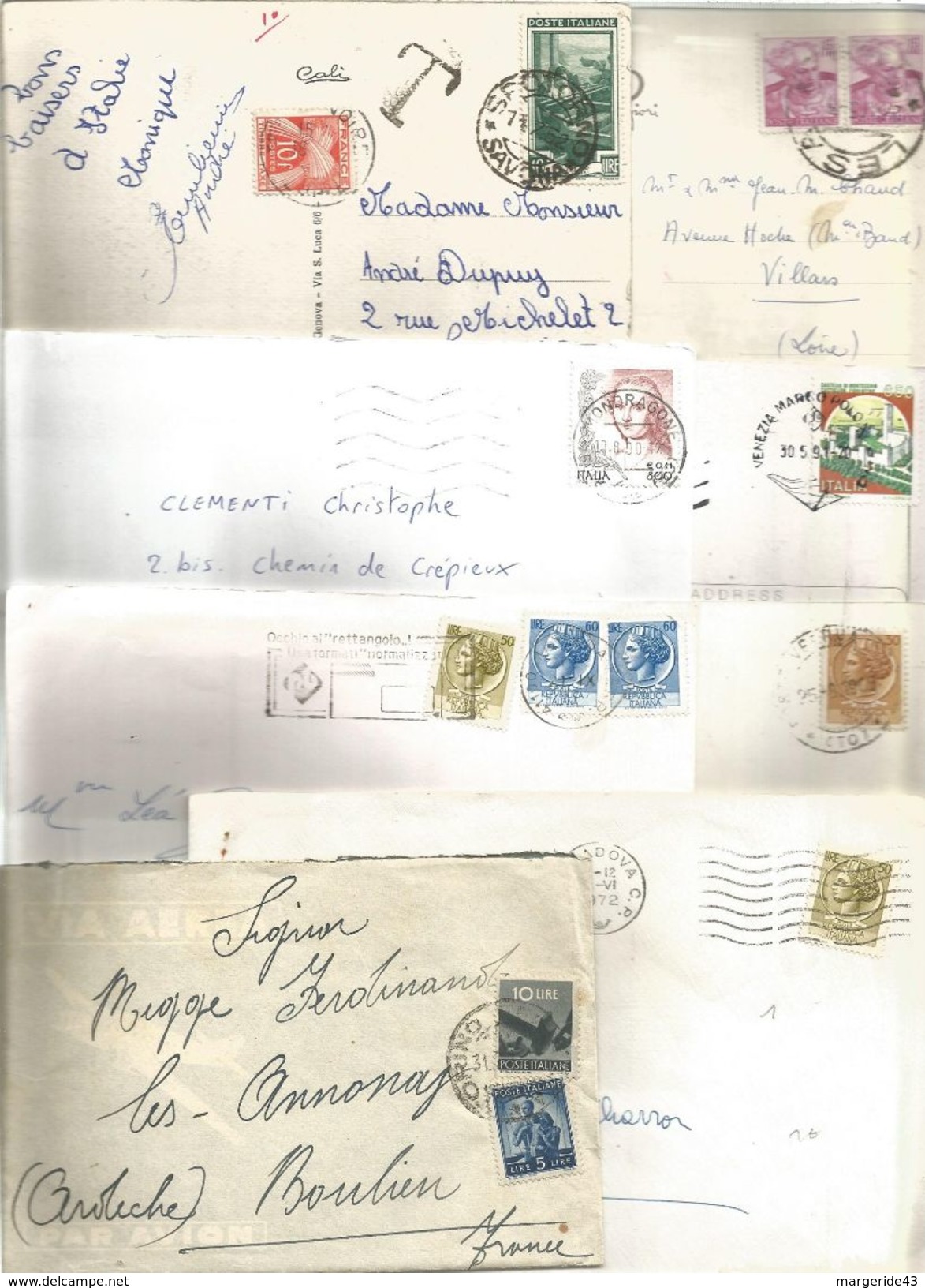 ITALIE MARCOPHILIE LOT DE LETTRES ET CARTES