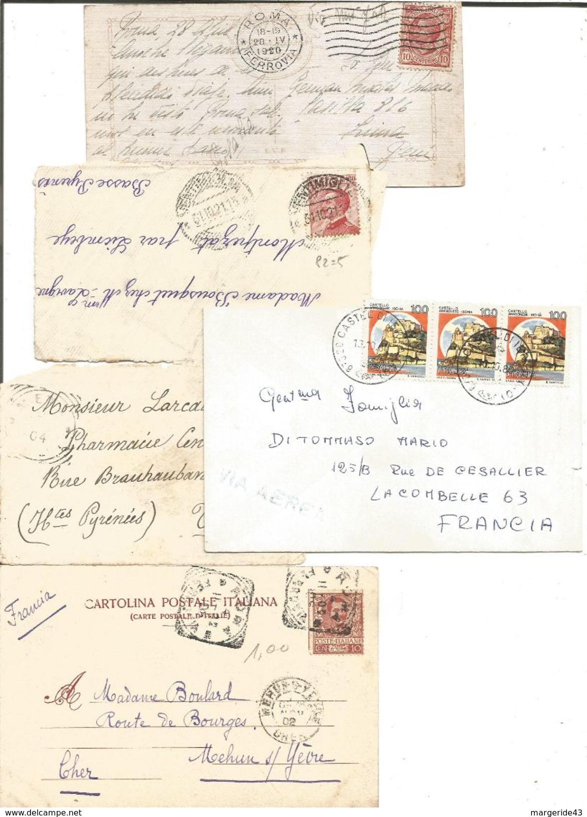 ITALIE MARCOPHILIE LOT DE LETTRES ET CARTES