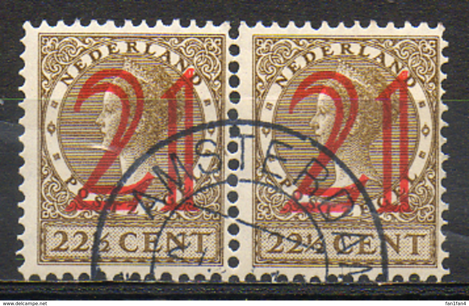 PAYS-BAS - (Royaume) - 1929 - Paire Du N° 222 - (Timbres De 1926 Surchargés) - Usati