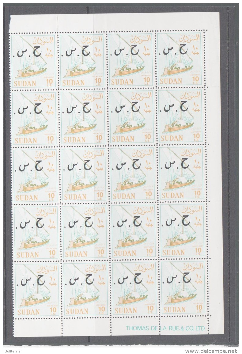 SUDAN - 1962 - OFFICIALS  &pound;S10 TOP VALUE IMPRINT BLOCK OF 20, SCARCE SUCH , MNH SG CAT &pound;560 - Sudan (1954-...)