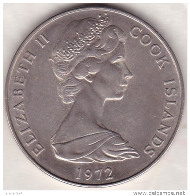 COOK ISLANDS. 1 DOLLAR 1972 .STATUE OF TANGAORA. KM# 7 - Cookeilanden