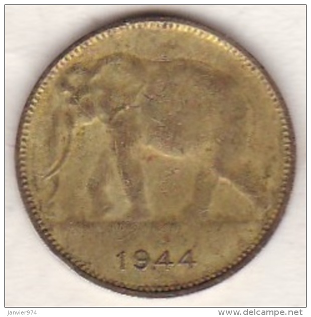 CONGO-BELGE.1 FRANC 1944 .(Éléphant) LEOPOLD III - 1934-1945: Leopold III