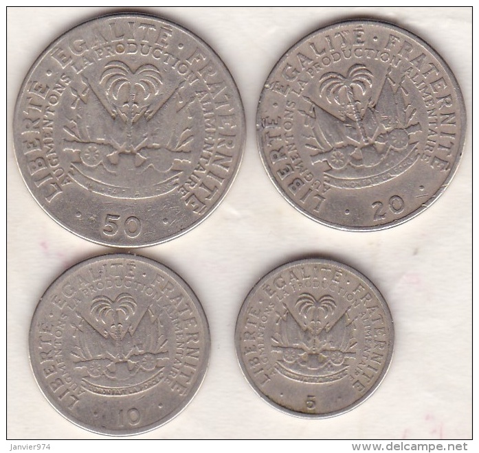 Haiti . 4 Pièces. 5 , 10 , 20 Et 50 Centimes  1975 - Haïti