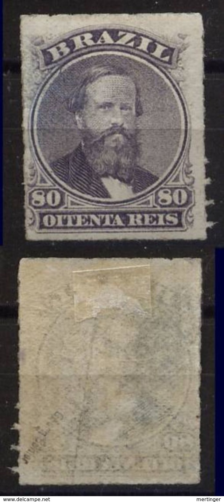 Brazil Brasil 1876 Dom Pedro 80R Mi# 33 * Mint Signed Bühler - Neufs
