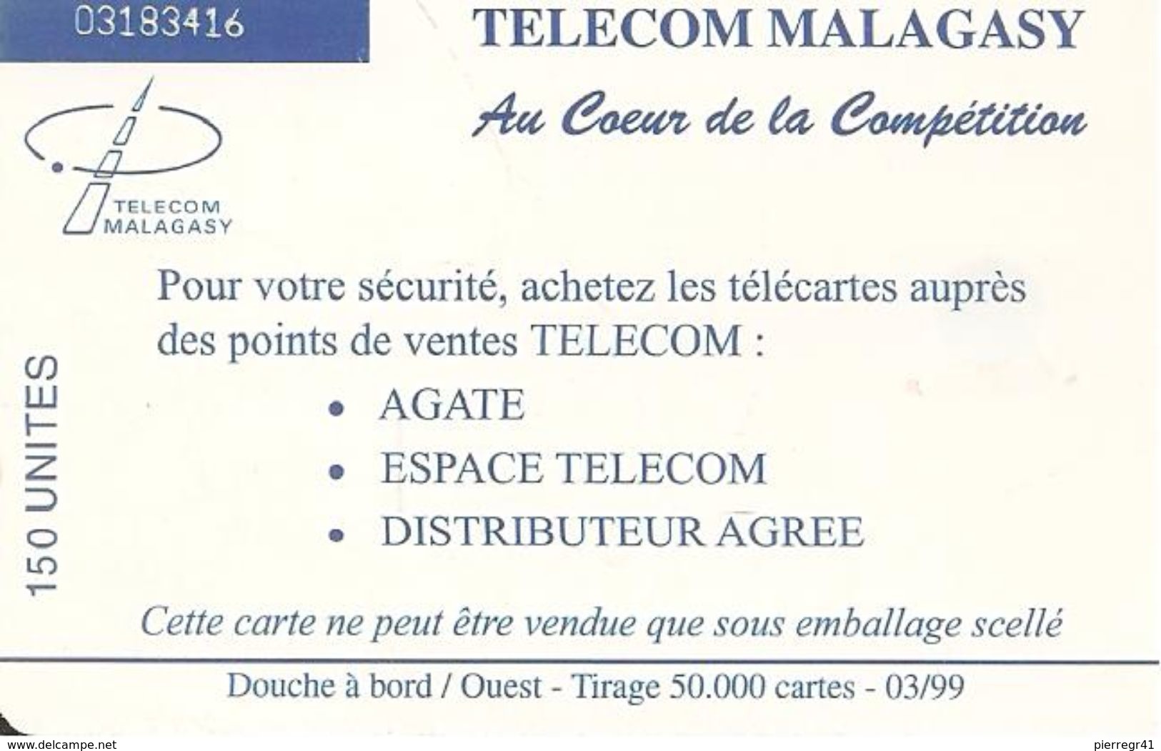 CARTE +PUCE-150U--SC7-MADAGASCAR-DOUCHE A BORD-03/99-50000Ex-UTILISE-TBE - Madagascar