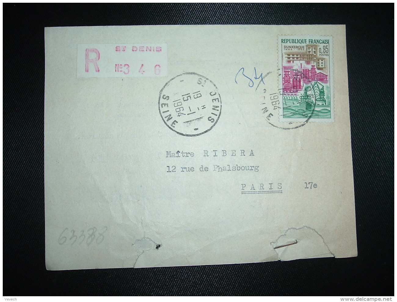 LR (PLI) TP DUNKERQUE 0,95 OBL.15-1-1964 ST DENIS SEINE (93) - Tarifs Postaux