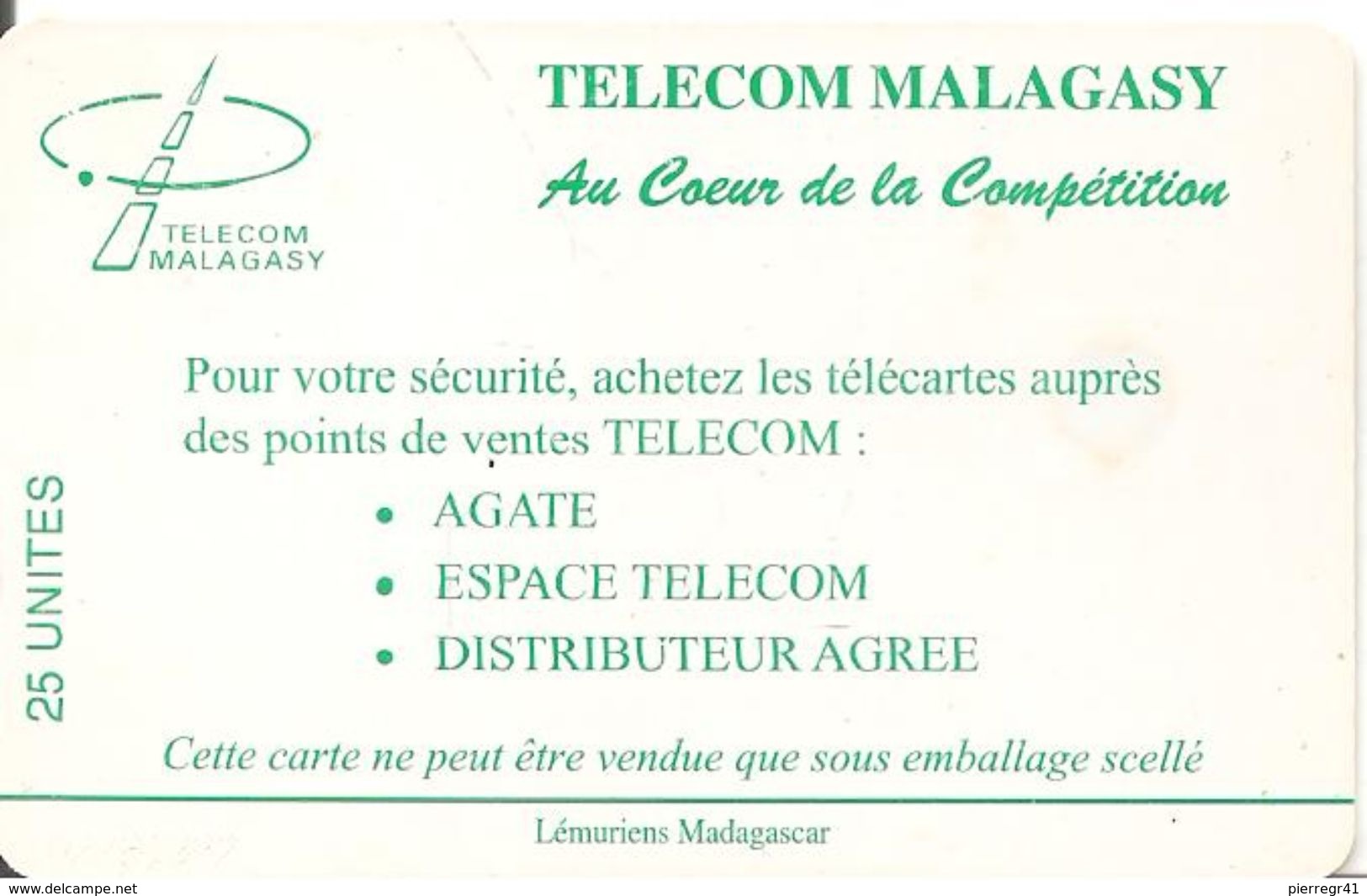 CARTE +PUCE-25U--SC7-MADAGASCAR-LEMURIENS-UTILISE-BE - Madagascar