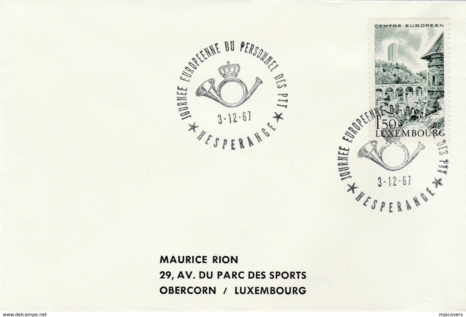 1967 LUXEMBOURG European POST PERSONNEL EVENT COVER Stamps - Storia Postale