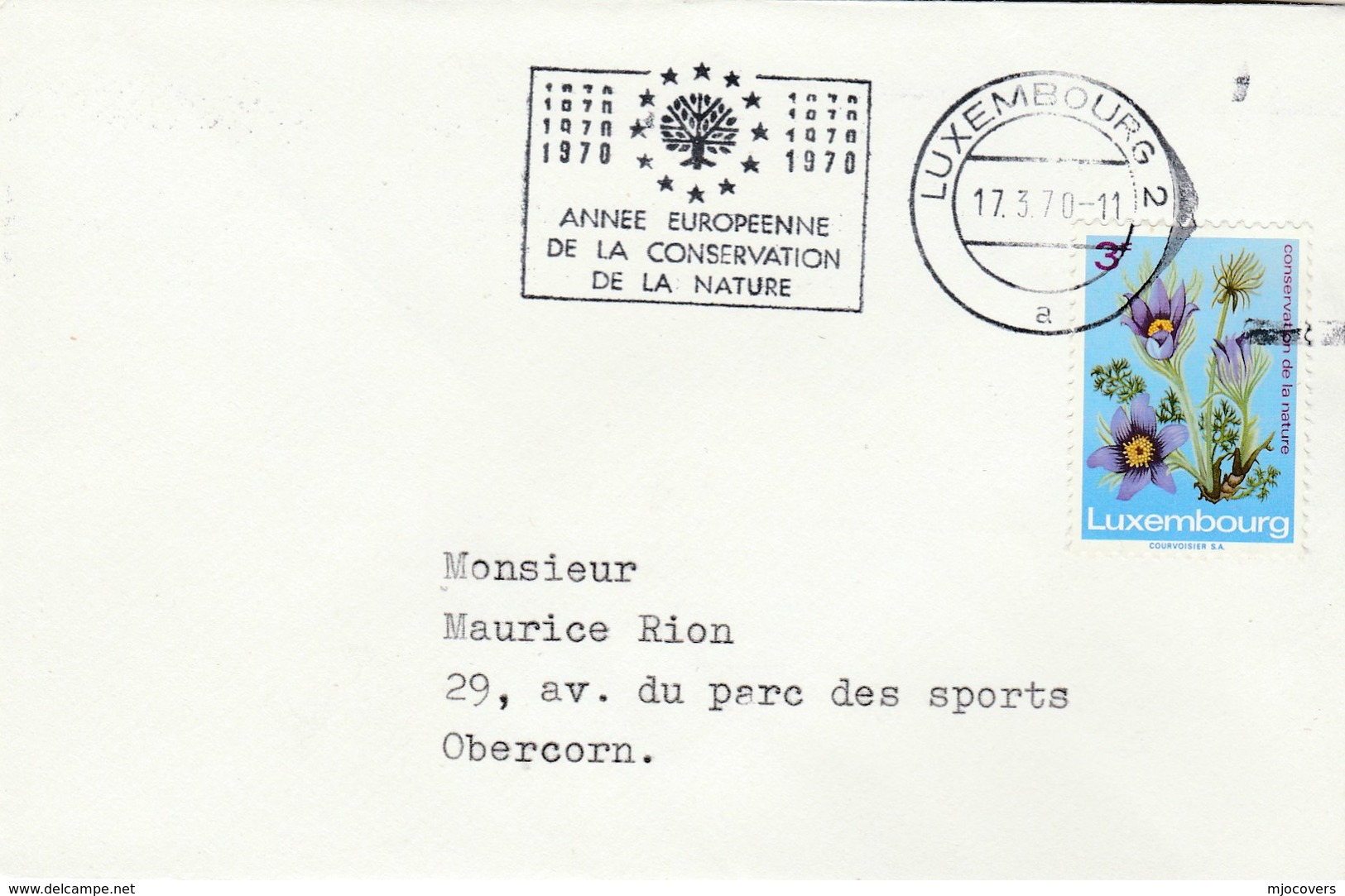 1970 LUXEMBOURG COVER SLOGAN Pmk EUROPEAN NATURE CONSERVATION YEAR Stamps FLOWER Flowers - Environment & Climate Protection